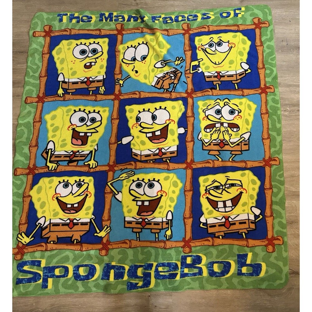 Nickelodeon SpongeBob SquarePants Throw Blanket Vintage 2003 55x50 Fleece Plush - Picture 3 of 8